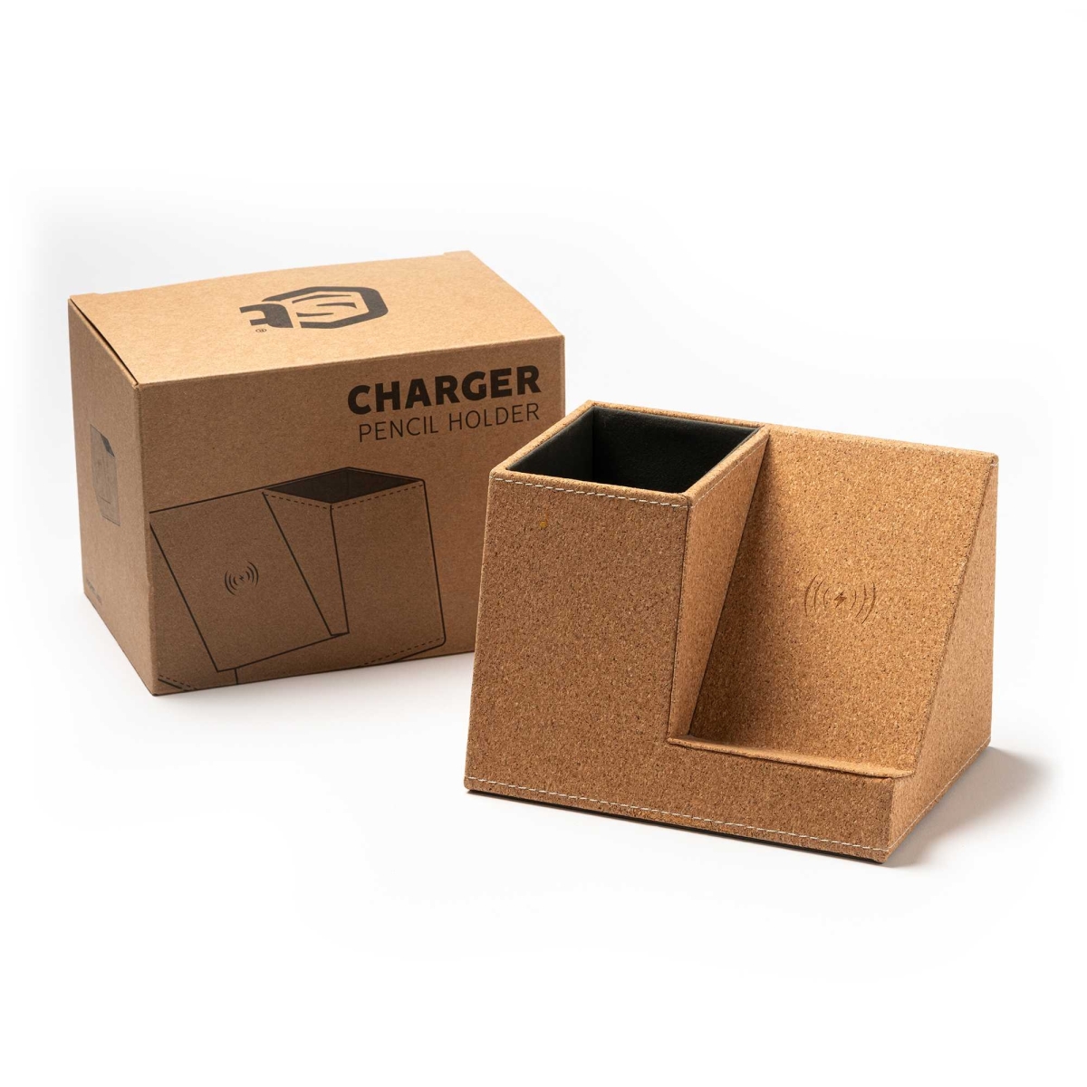 Portalápices de Corcho Natural con Cargador Inalámbrico Stamina Promet | Toleshop