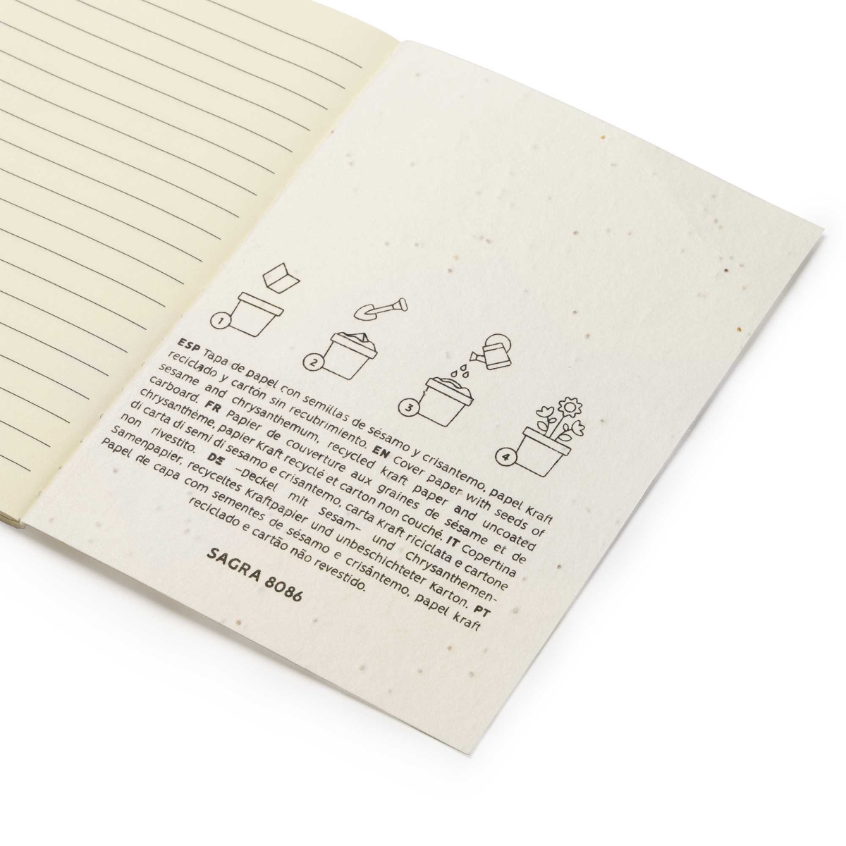 Libreta A6 Cubiertas de Papel Reciclable y Degradable con Semillas Stamina Sagra | Toleshop