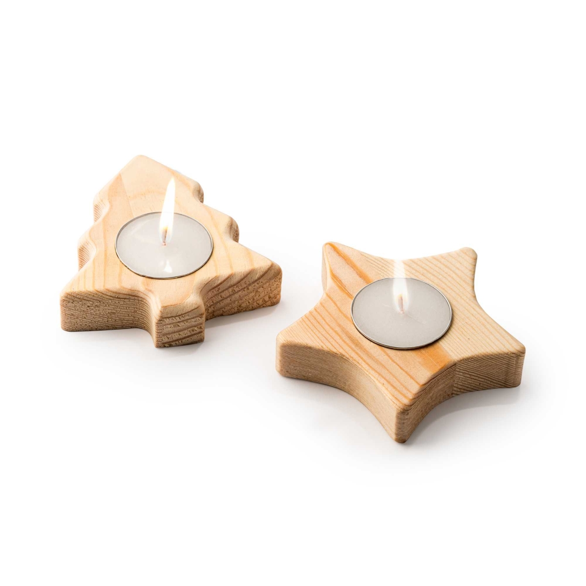Vela en Soporte de Madera con Diseños Navideños Stamina Maka | Toleshop