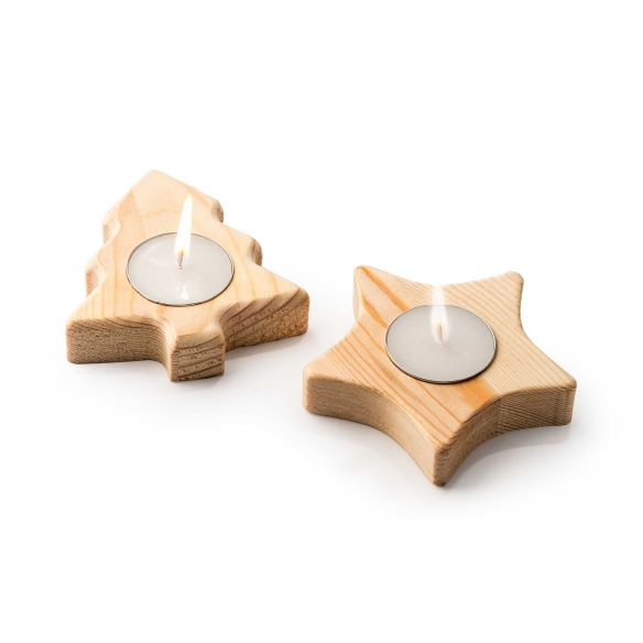 Vela en Soporte de Madera con Diseños Navideños Stamina Maka | Toleshop