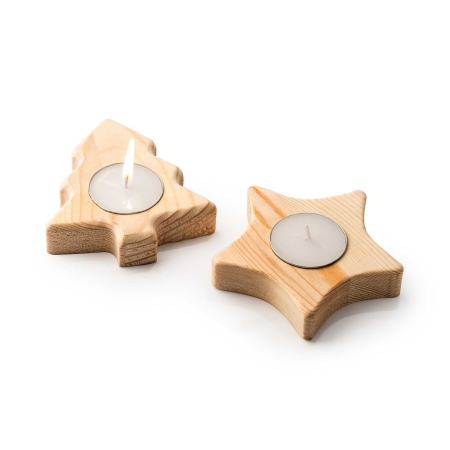 Vela en Soporte de Madera con Diseños Navideños Stamina Maka | Toleshop