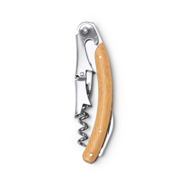 Sacacorchos de Acero Inoxidable y Bambú Stamina Rical | Toleshop