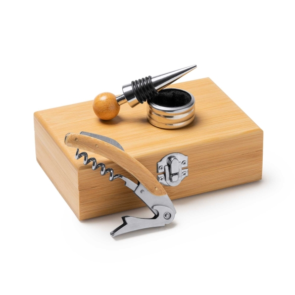 Set de Vino de Acero Inoxidable y Bambú Stamina Tintos | Toleshop