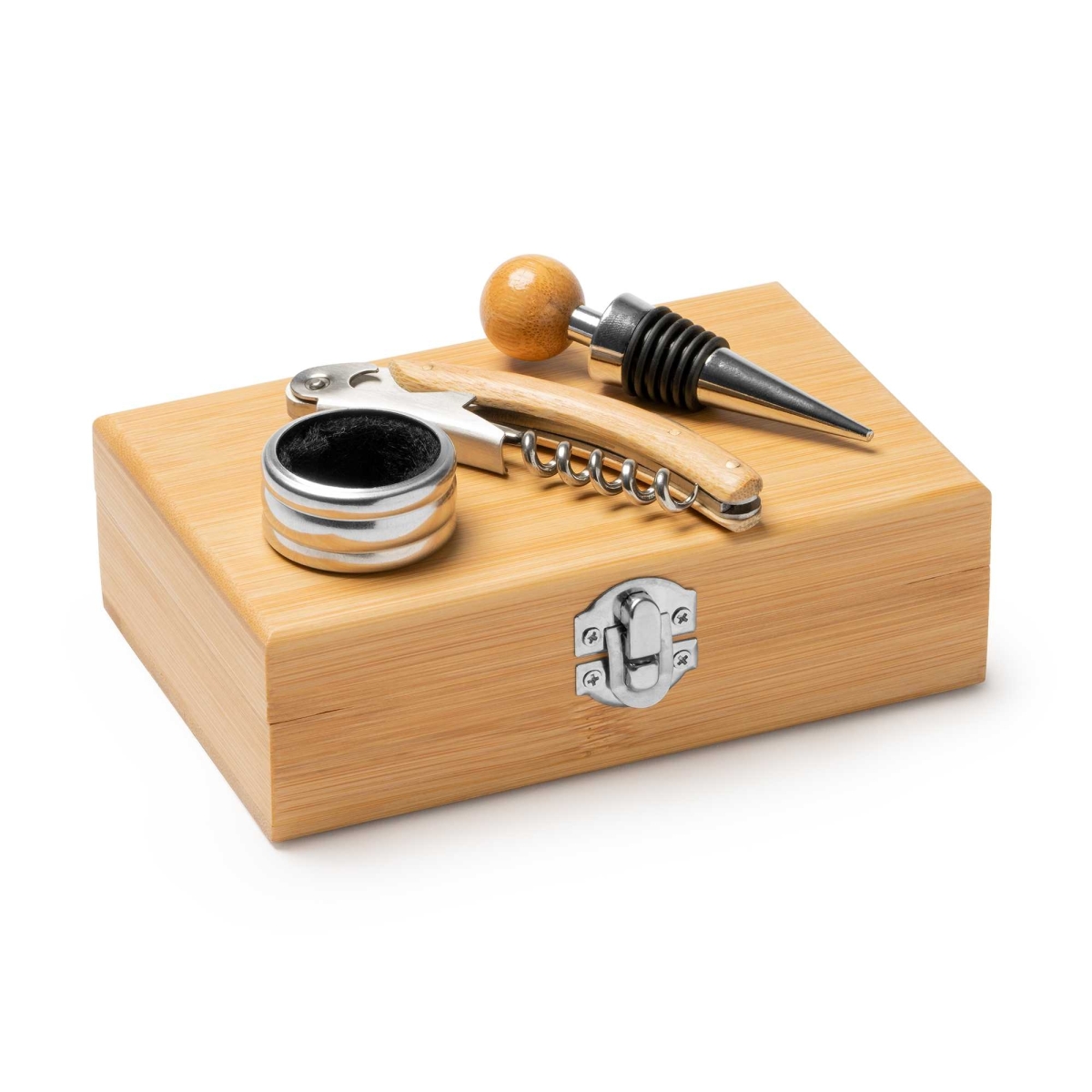 Set de Vino de Acero Inoxidable y Bambú Stamina Tintos | Toleshop