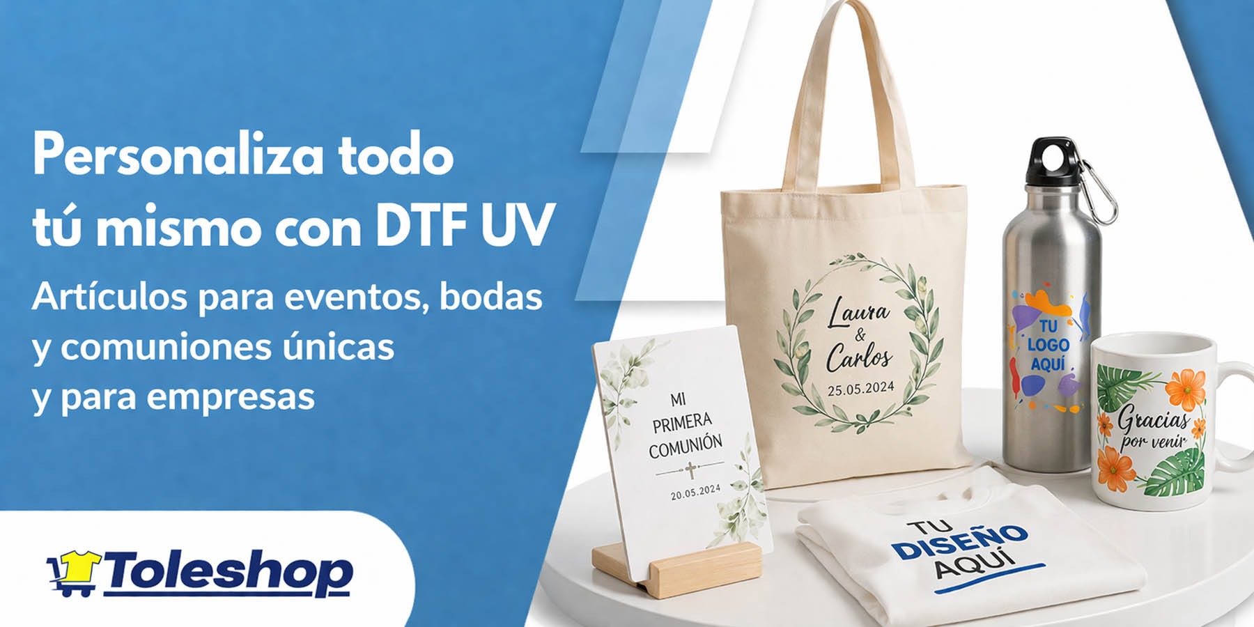 Personaliza TODO tu Mismo/a con DTF UV: Artículos para eventos, bodas y comuniones únicas y para Empresas